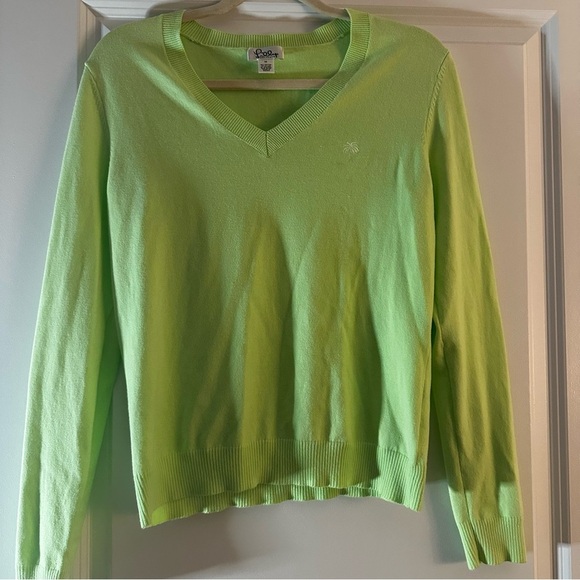 Lilly Pulitzer Sweaters - Lilly Pulitzer Palm Tree Logo V-Neck Sweater Green Women’s Medium